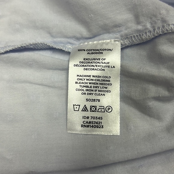 LOFT | Swiss Dot Blouse Embroidered Crochet Peplum Faux Wrap Light Blue … - Picture 7 of 9